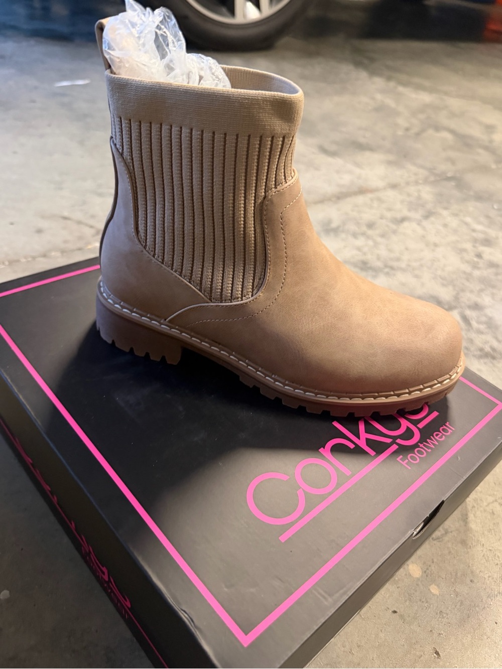 Corkys Tan Ribbed Chelsea Ankle Boot